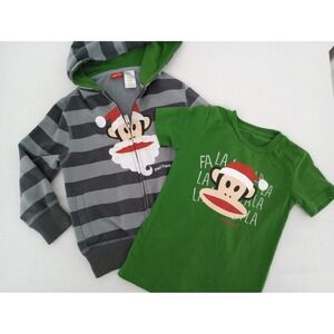 Paul Frank Hoodie & T-Shirt Set‎ Boys 4T Green Grey Christmas Julius Monkey 2pc